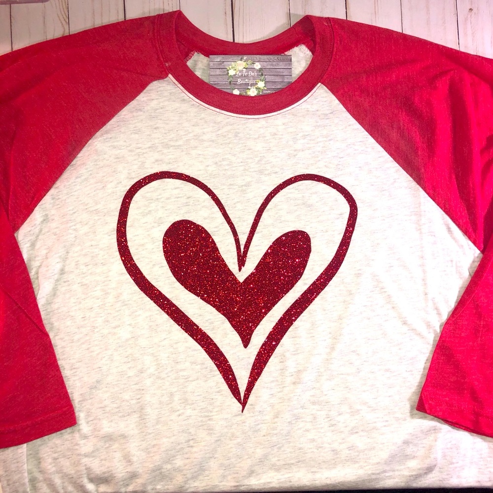 Valentine’s Day Double Heart Baseball T